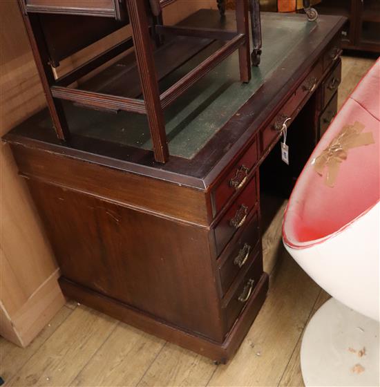 A late Victorian mahogany pedestal desk W.120cm